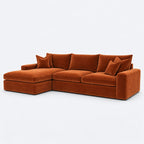 Valenza Left Chaise Sofa — Plush Velvet Burnt Orange — plain background