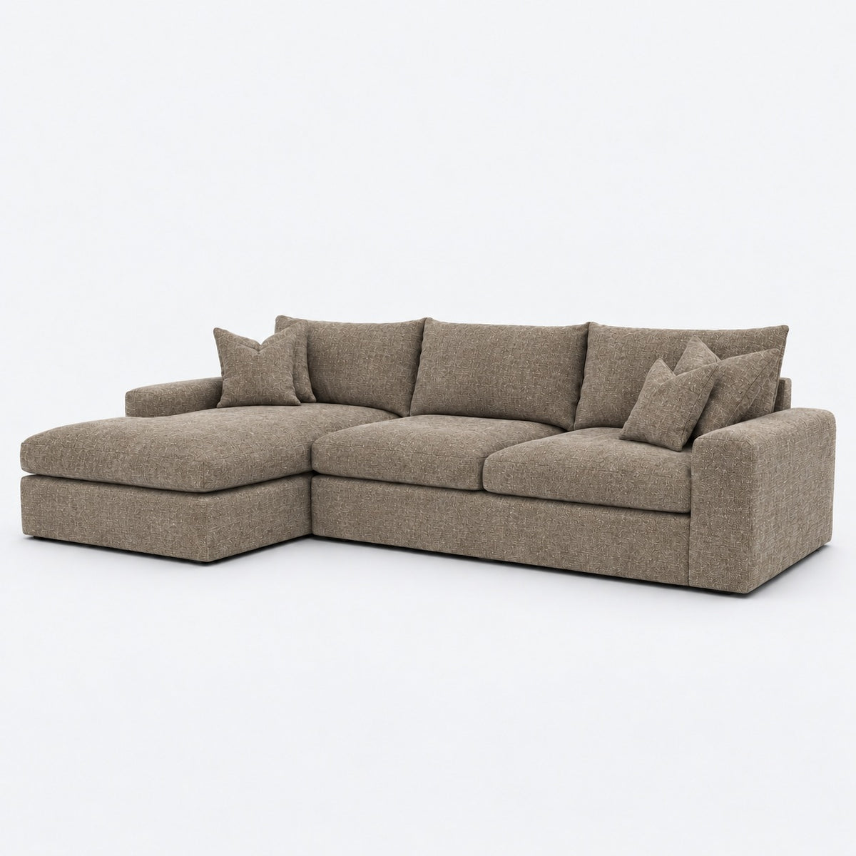 Valenza Left Chaise Sofa — Luxe Chenille Latte — plain background