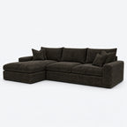 Valenza Left Chaise Sofa — Luxe Chenille Double Espresso — plain background