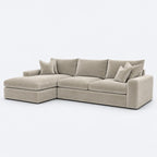 Valenza Left Chaise Sofa — Plush Velvet Vanilla Cream — plain background