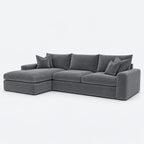 Valenza Left Chaise Sofa — Plush Velvet Smoked Steel — plain background