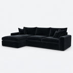 Valenza Left Chaise Sofa — Plush Velvet Midnight Noir — plain background