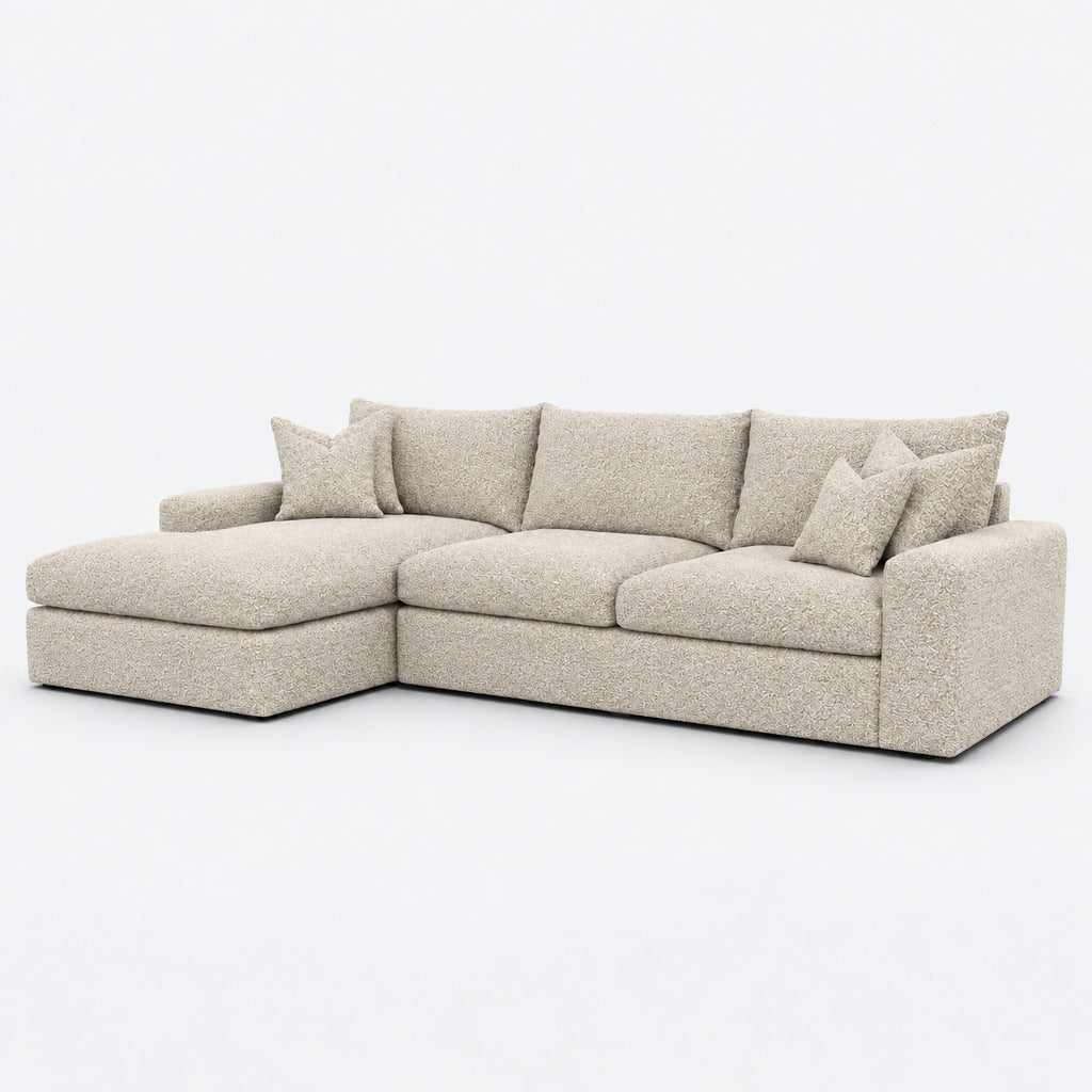 Valenza Left Chaise Sofa — Boucle Meringue — plain background