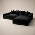 Velour RH Facing Sofa Small - Midnight Noir