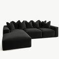 Velour LH Facing Sofa Large — Midnight Noir — clean studio