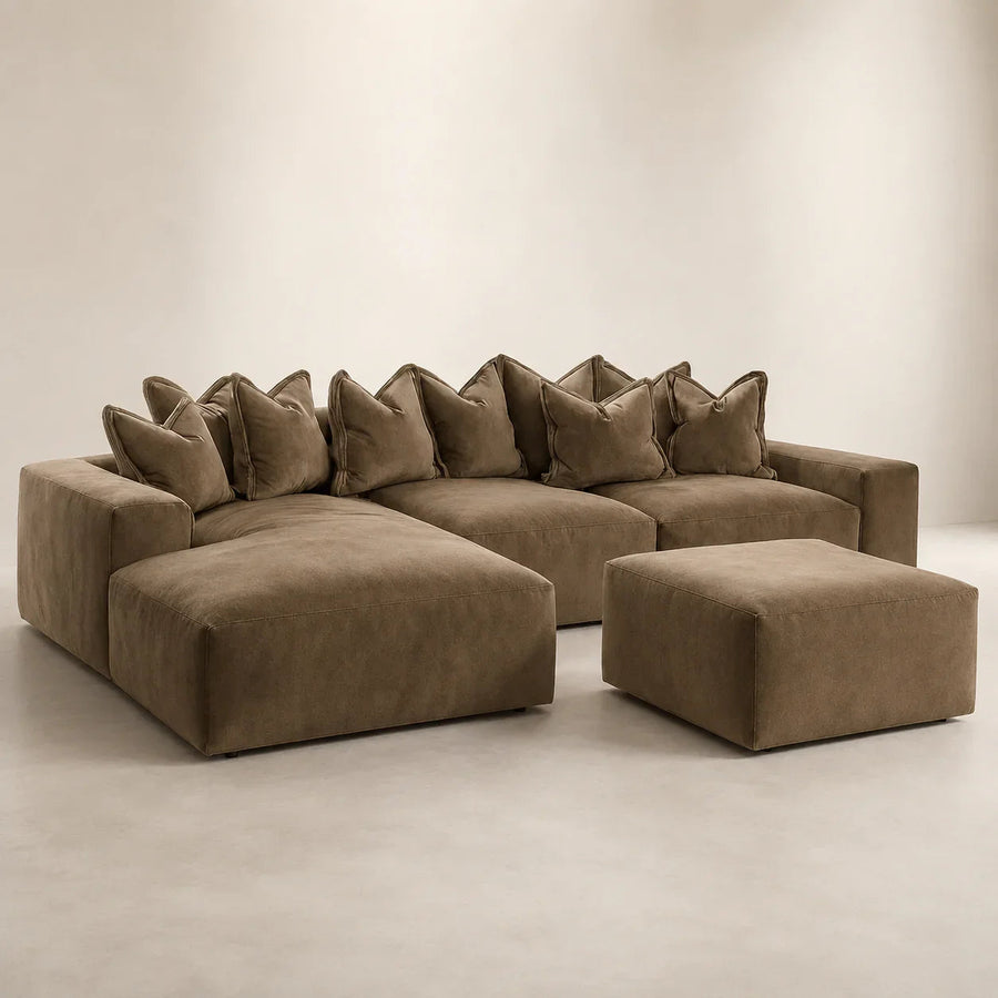Velour Footstool - Champagne Mink