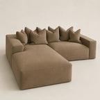 Luxury brown sectional sofa with plush cushions, modern design for living room comfort