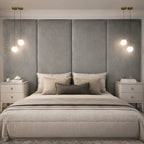 Cream velvet double width upholstered headboard wall panel – 90cm wide
