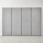 Modern grey upholstered headboard with four panel design for luxury bedroom furniture