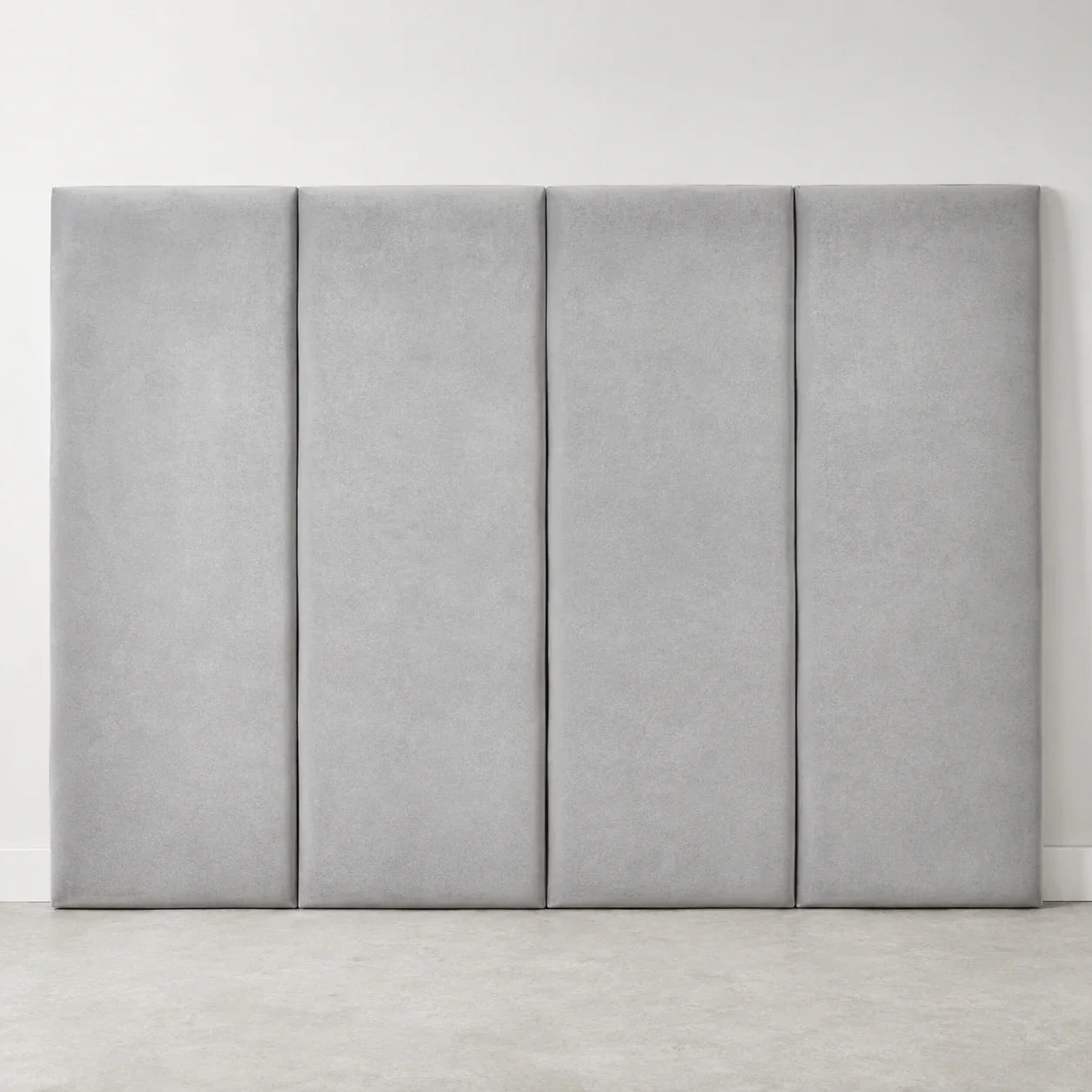 Modern grey upholstered headboard with four panel design for luxury bedroom furniture