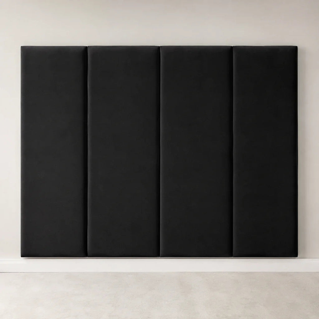 Black upholstered panel headboard for luxury beds, modern bedroom decor
