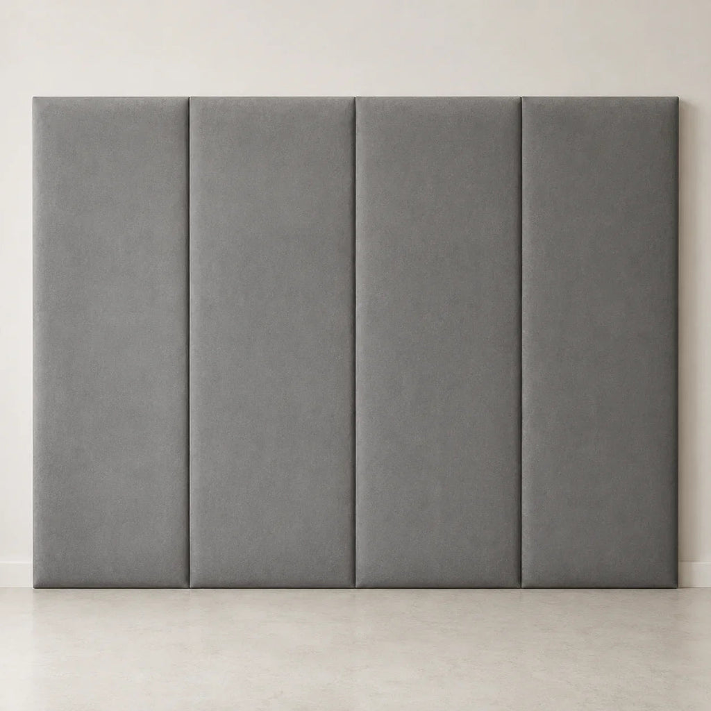 Black velvet double width upholstered headboard wall panel – 90cm wide