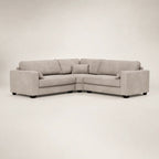 Modern grey L-shaped sectional sofa with plush cushions and dark legs, ideal for luxury living rooms
