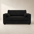 Black fabric sofa with matching cushions, modern living room furniture for luxury home interiors