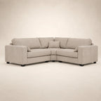 Luxury beige corner sofa with plush cushions and dark legs, ideal for modern living rooms