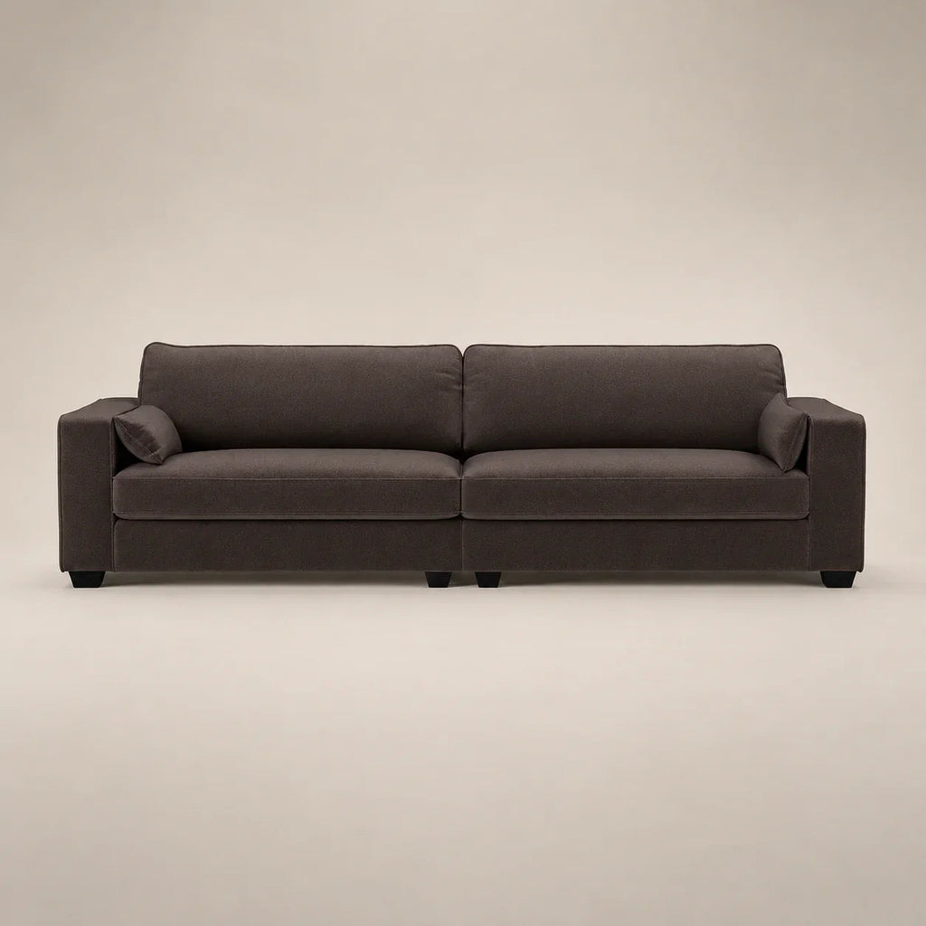 Modern dark grey fabric sofa with two cushions and sleek design for luxury living rooms