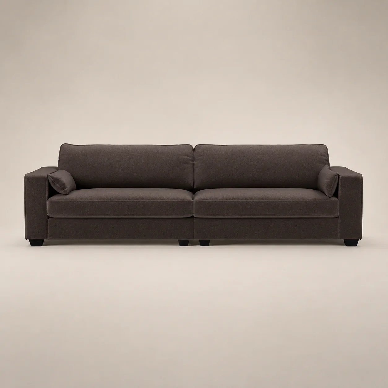 Modern dark grey fabric sofa with two cushions and sleek design for luxury living rooms