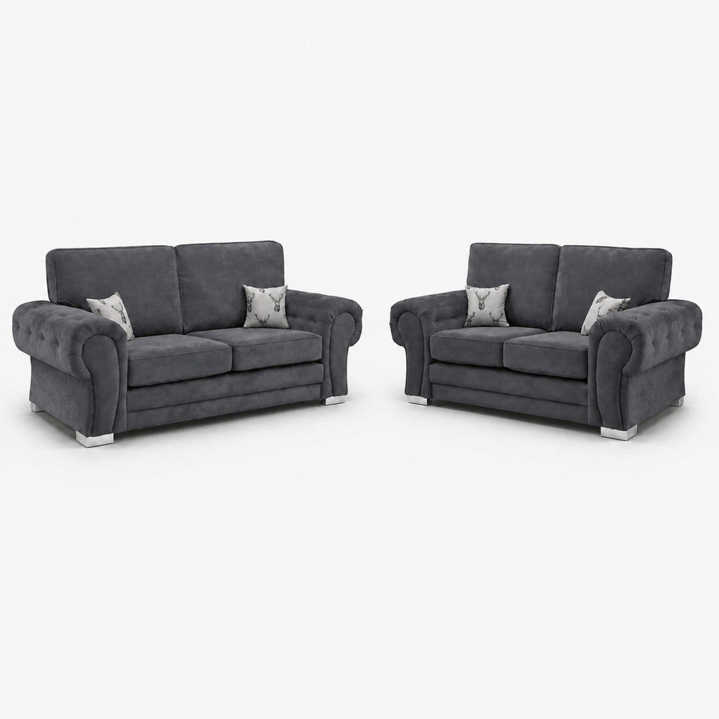 Verno Fullback 3+2 Sofa Set — Smoked Steel — clean studio