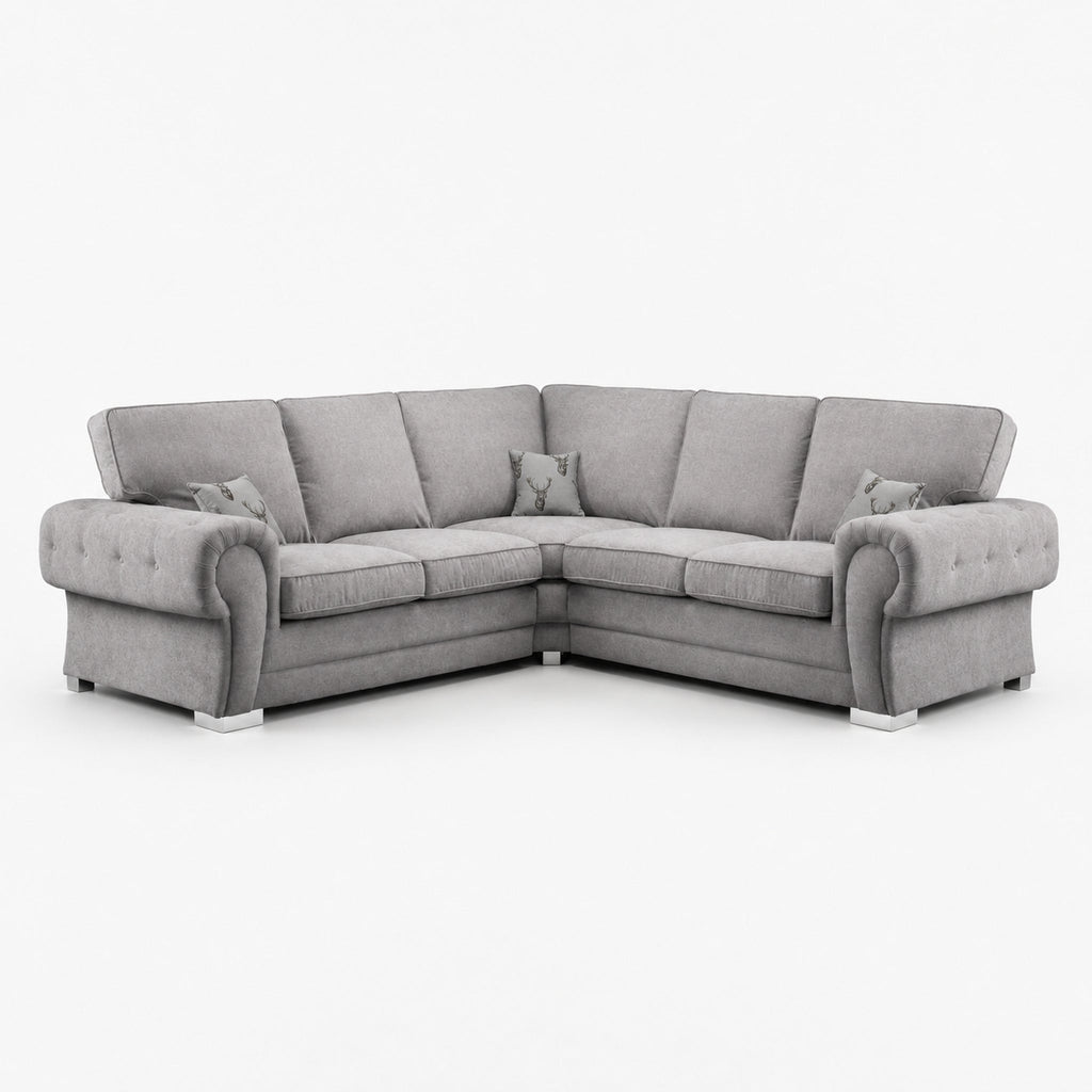 Verno Fullback Corner Sofa — Smoked Steel — clean studio