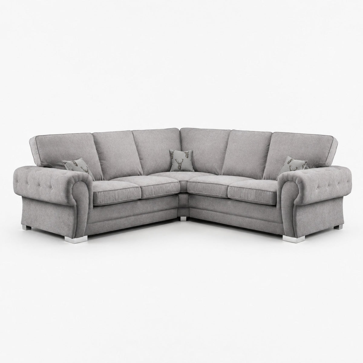Verno Fullback Corner Sofa — Smoked Steel — clean studio