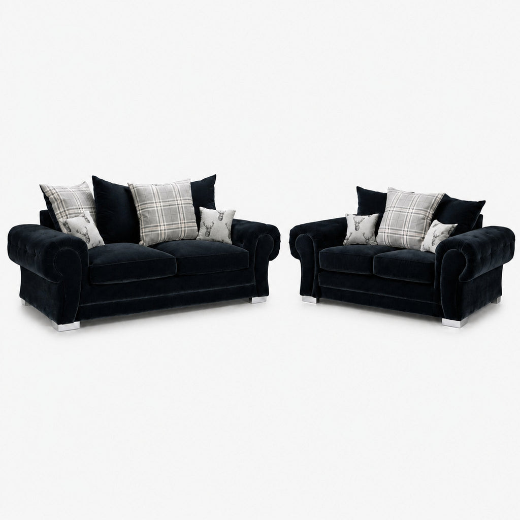 Verno Scatterback 3+2 Sofa Set — Midnight Noir — clean studio