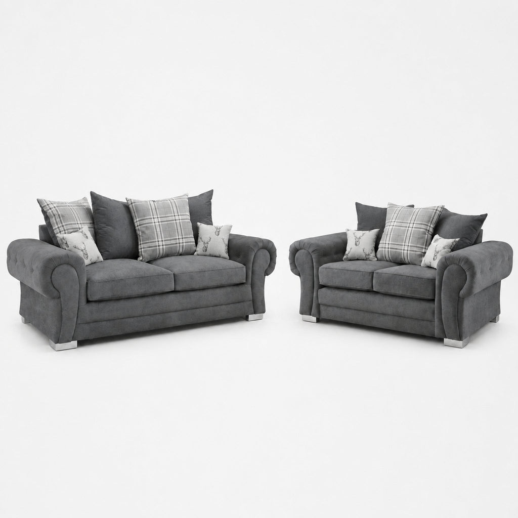 Verno Scatterback 3+2 Sofa Set — Smoked Steel — clean studio