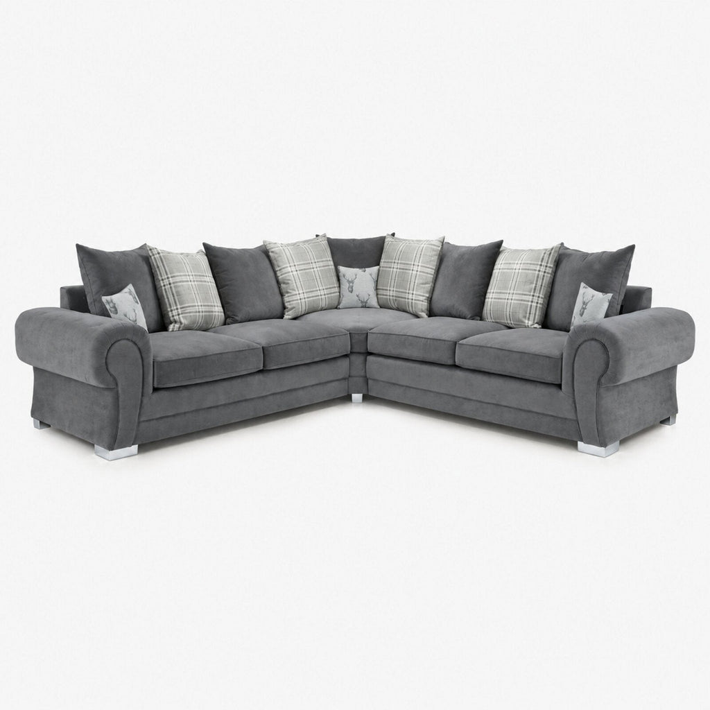 Verno Scatterback Corner Sofa — Smoked Steel — clean studio