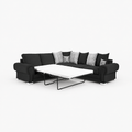 Verno Scatterback Corner Sofa with Bed in Midnight Noir on a cold light grey background