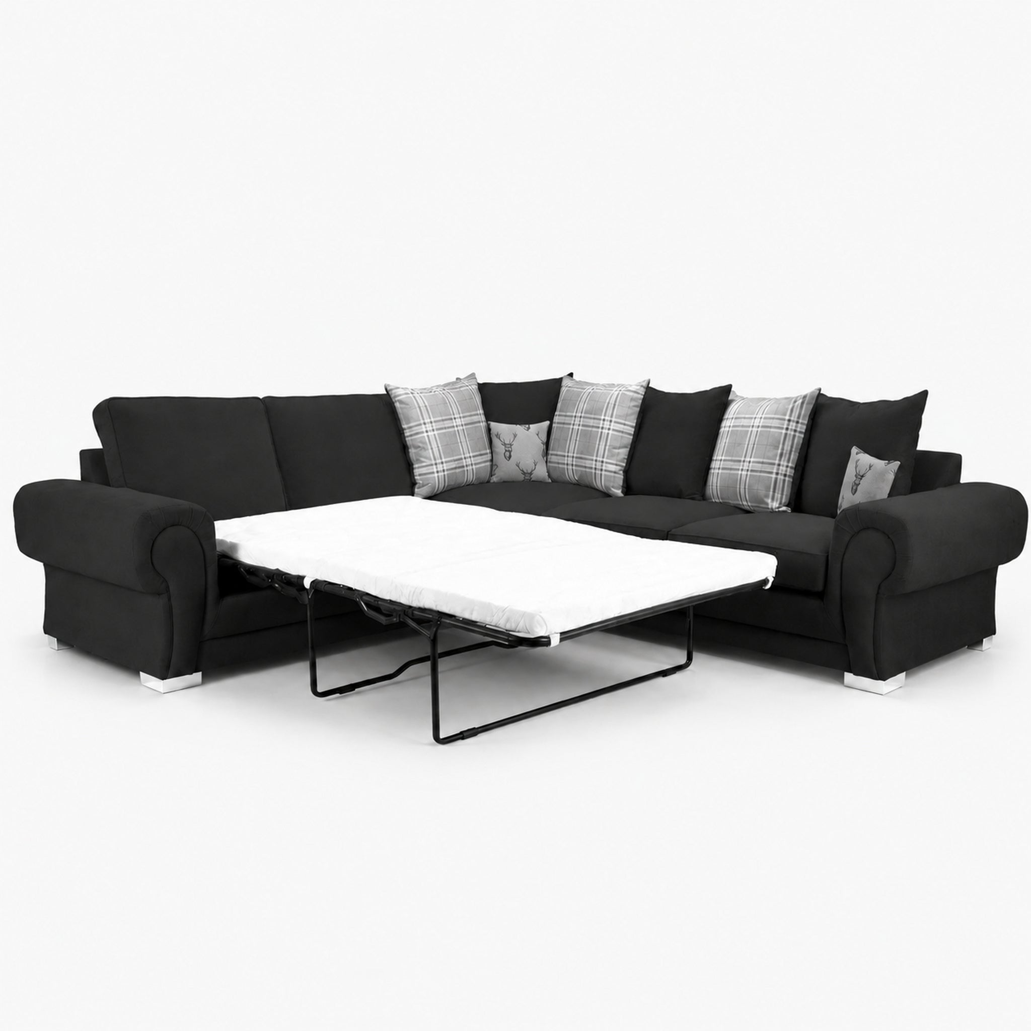Verno Scatterback Left Facing Corner Sofa with Bed — Midnight Noir — clean studio