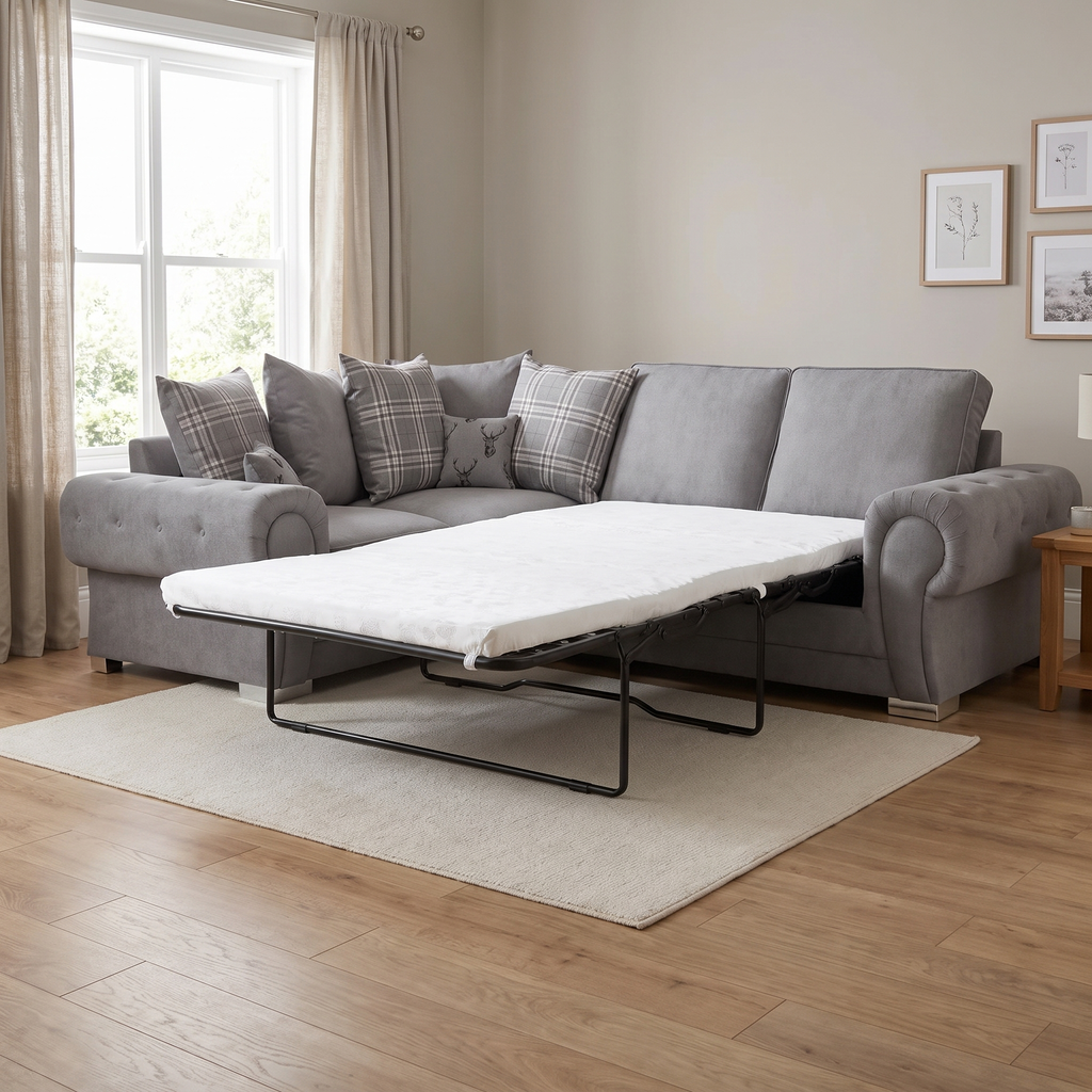 Verno Scatterback Right Facing Corner Sofa with Bed — lifestyle room hero