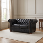 Windsor Leather 2 Seater - Black — lifestyle room hero