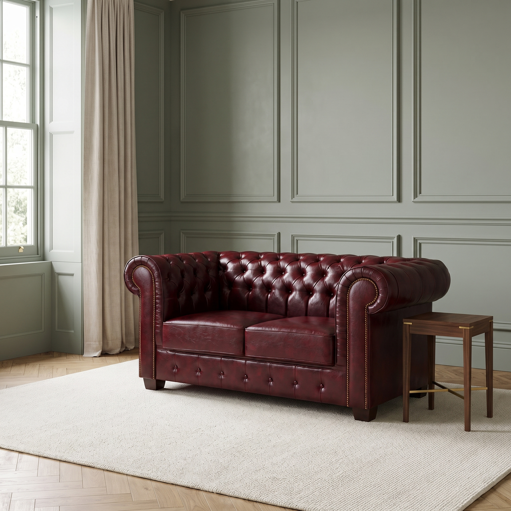 Windsor Leather 2 Seater - Oxblood — lifestyle room hero