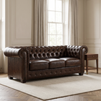 Windsor Leather 3 Seater - Antique Brown — lifestyle room hero