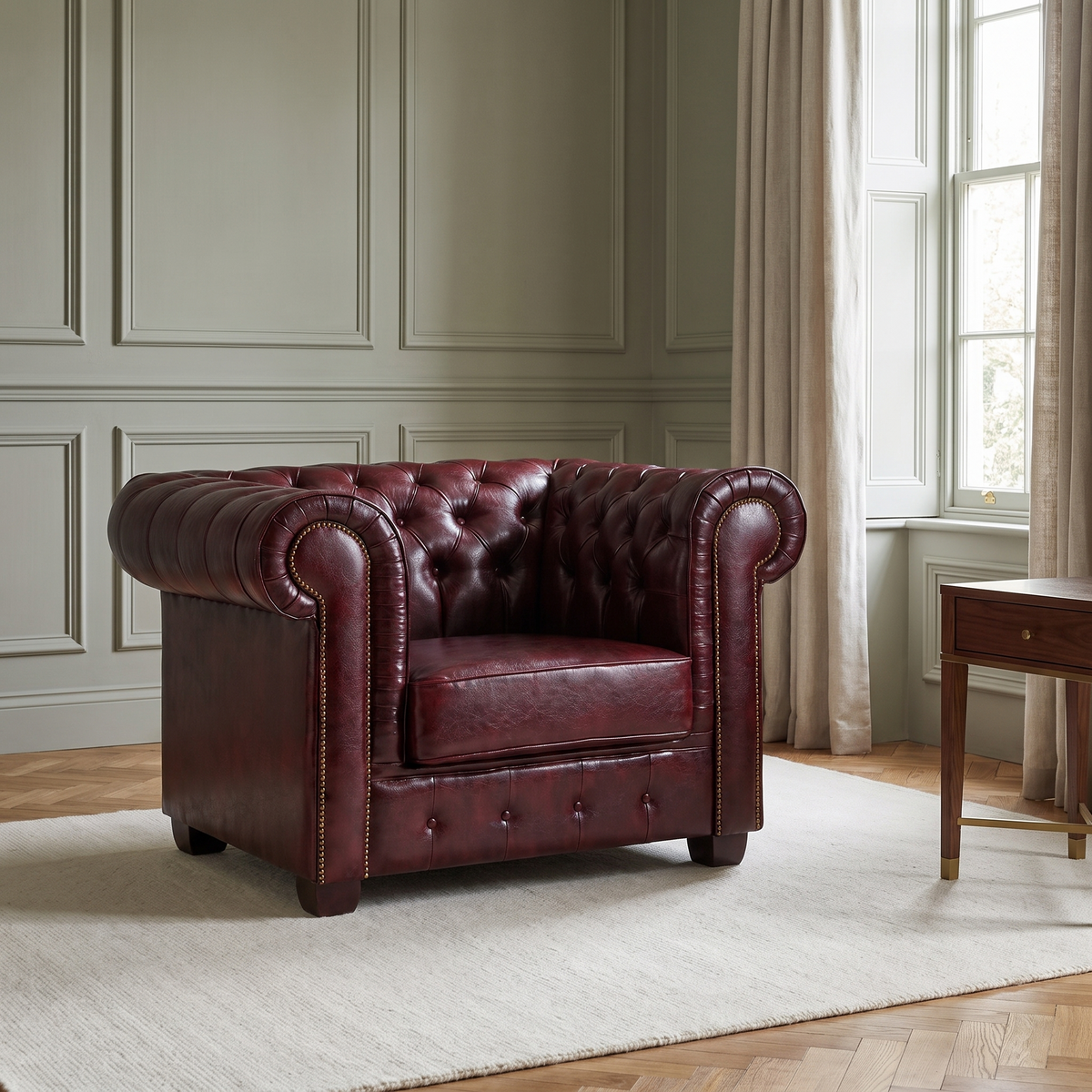 Windsor Leather Armchair - Oxblood — lifestyle room hero