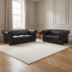 Windsor Leather Sofa Set - Black — lifestyle room hero