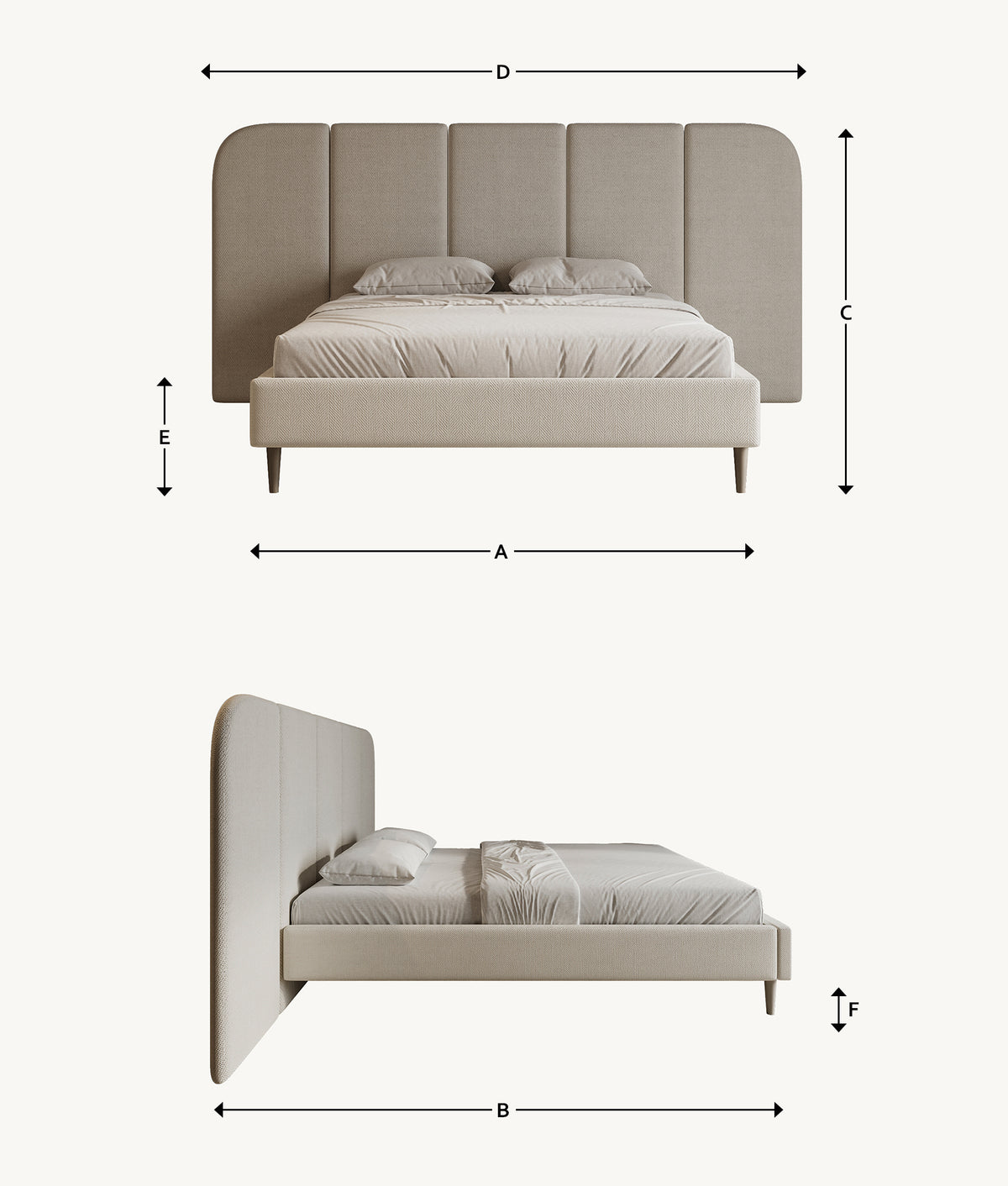 The Milano Bed frame measurement sketch